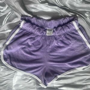 PINK Victoria's Secret Lavender Terry Athletic Shorts with White Trim